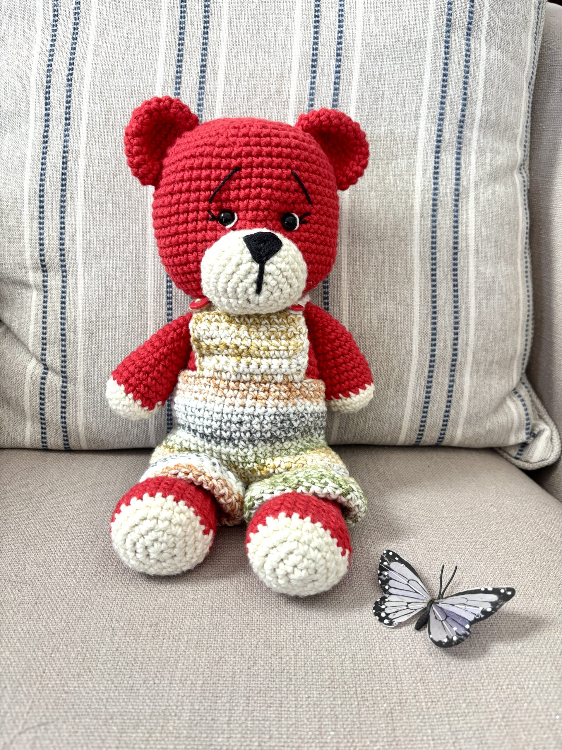 crochet teddy bear and butterfly