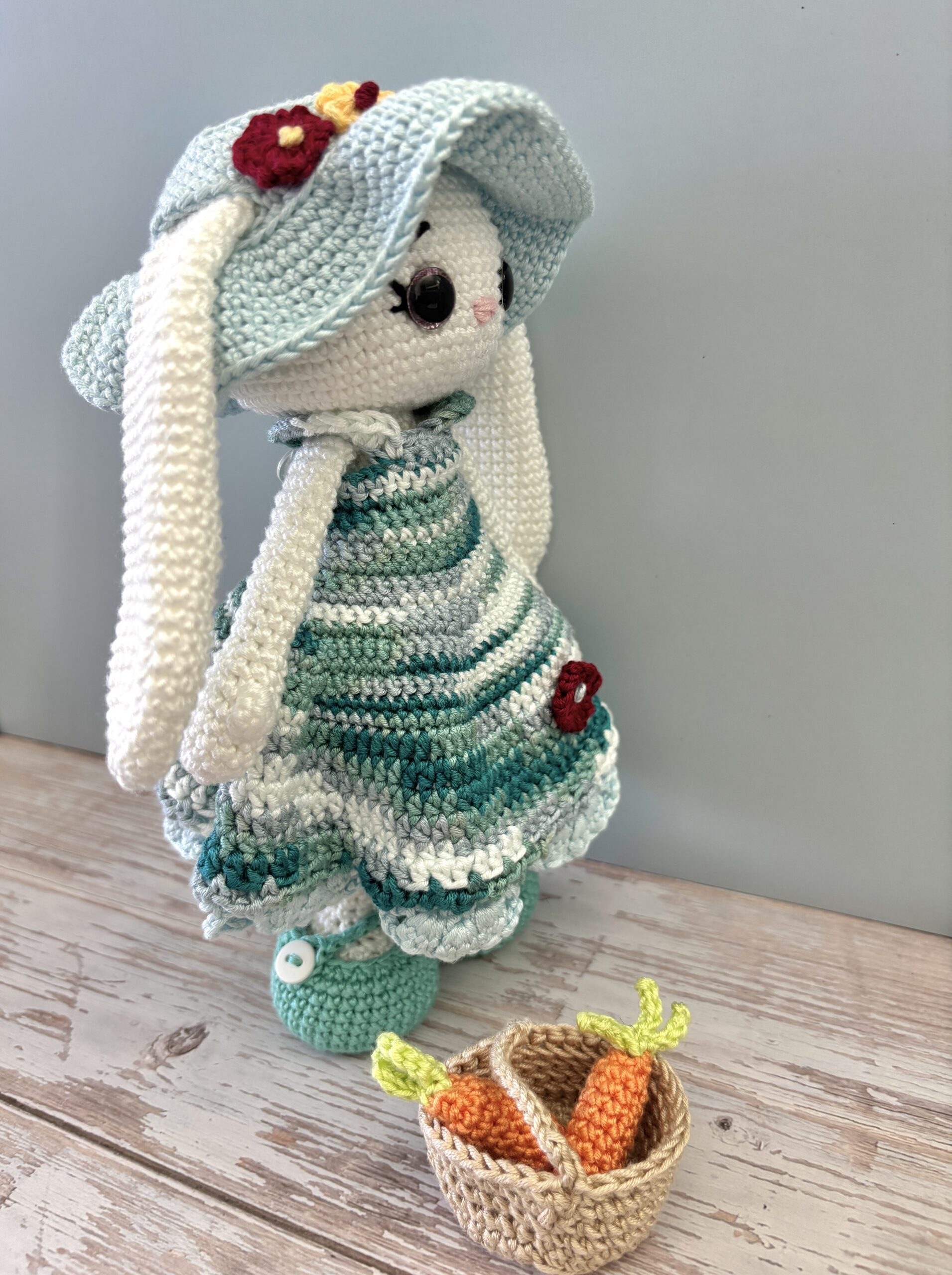 crochet bunny with hat and dress