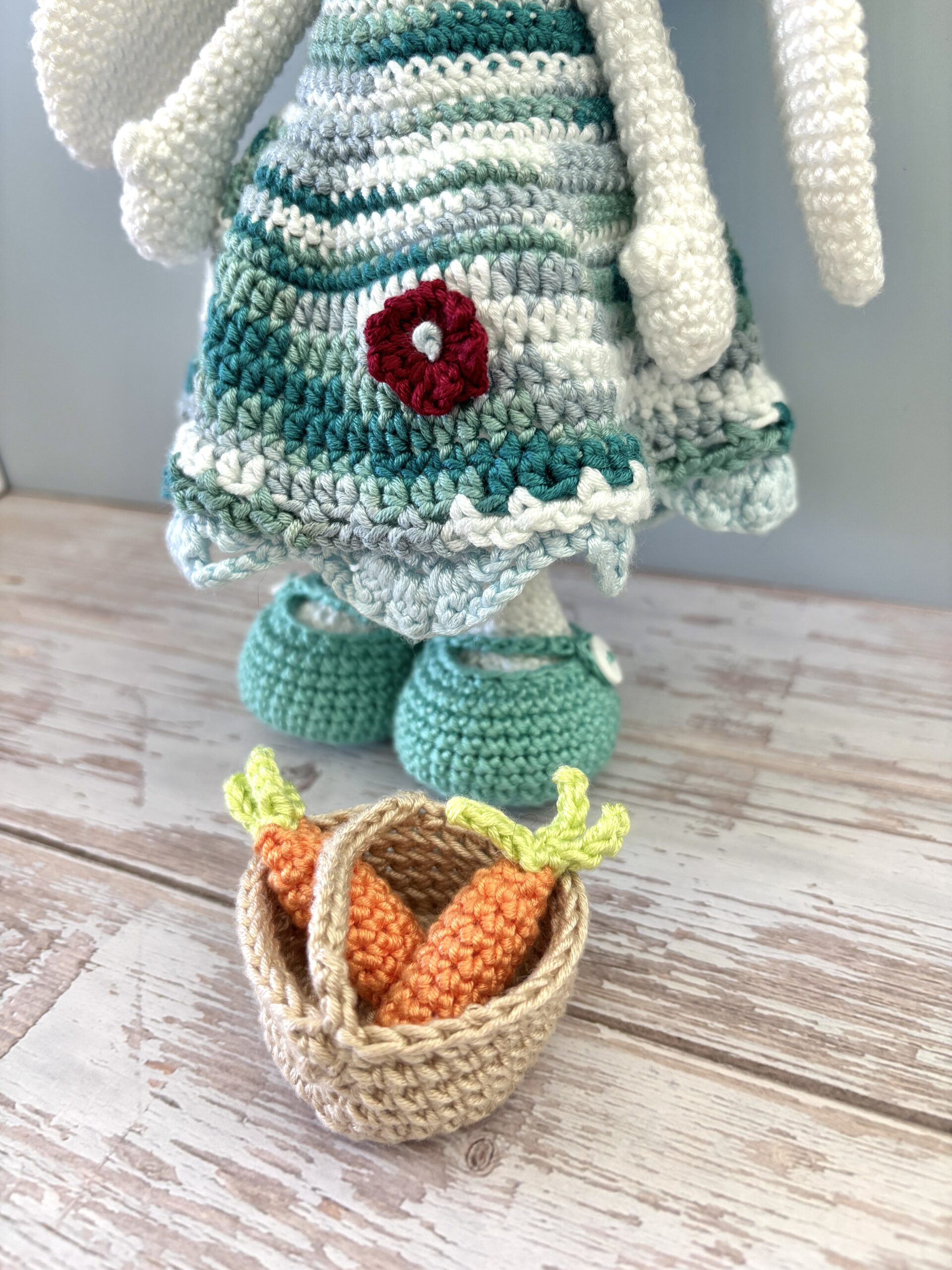 crochet basket of carrots