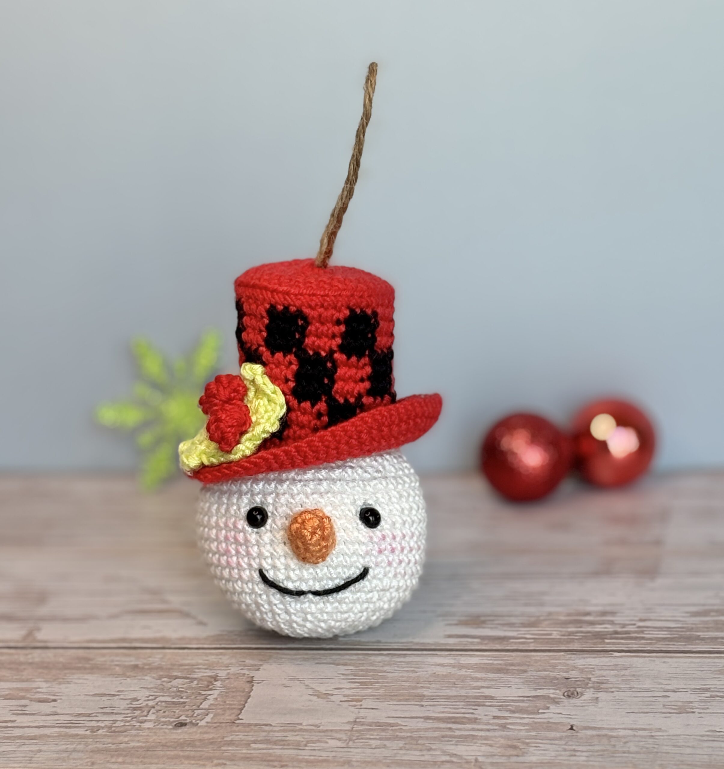 Snowman Ornament Crochet Pattern - Amigurumi PDF Tutorial - Holiday Decor DIY