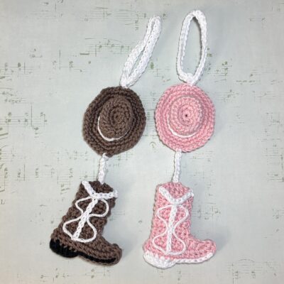 cowboy hat and boot crochet charm