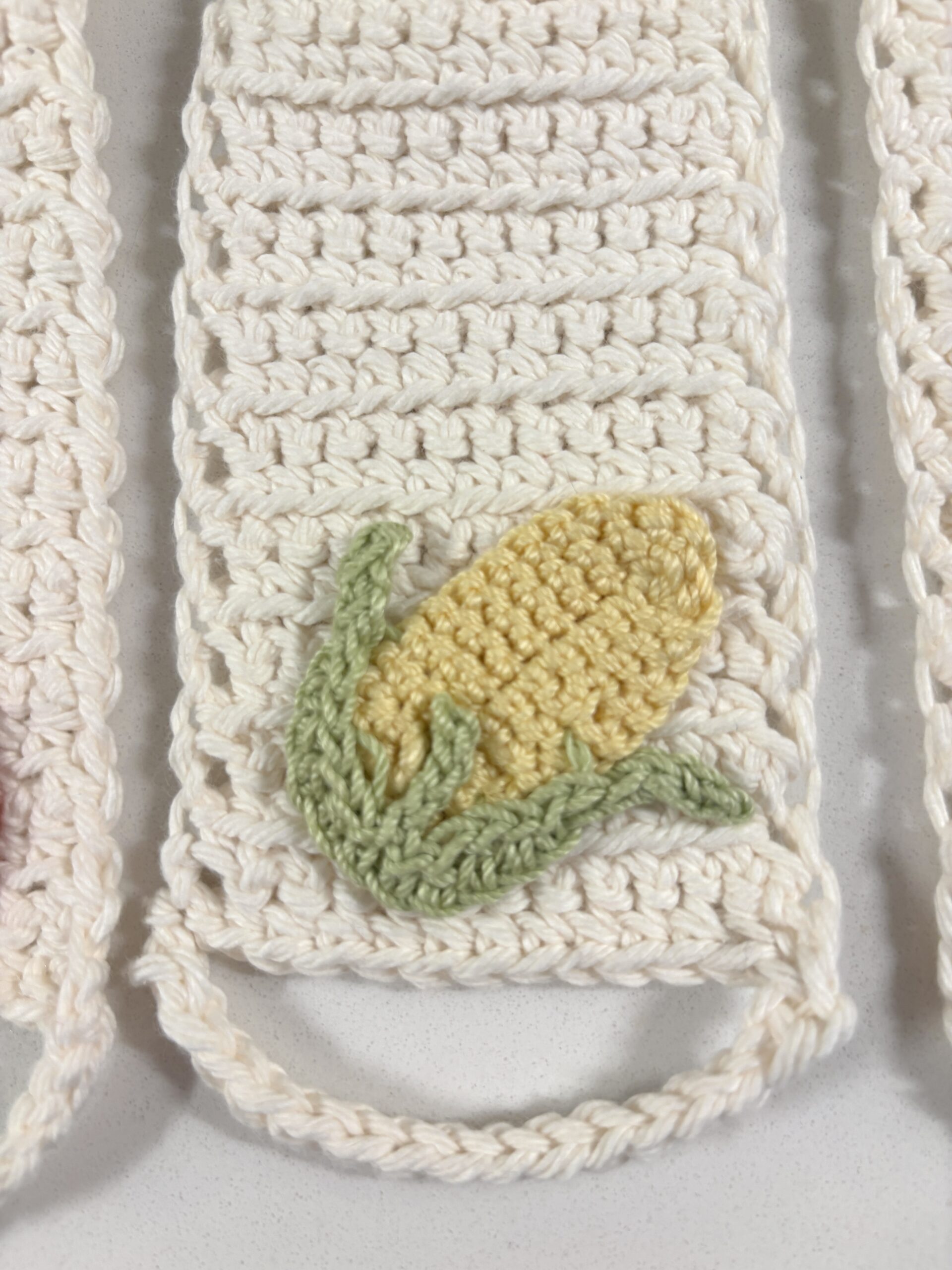 crochet kitchen towel holder with corn design
