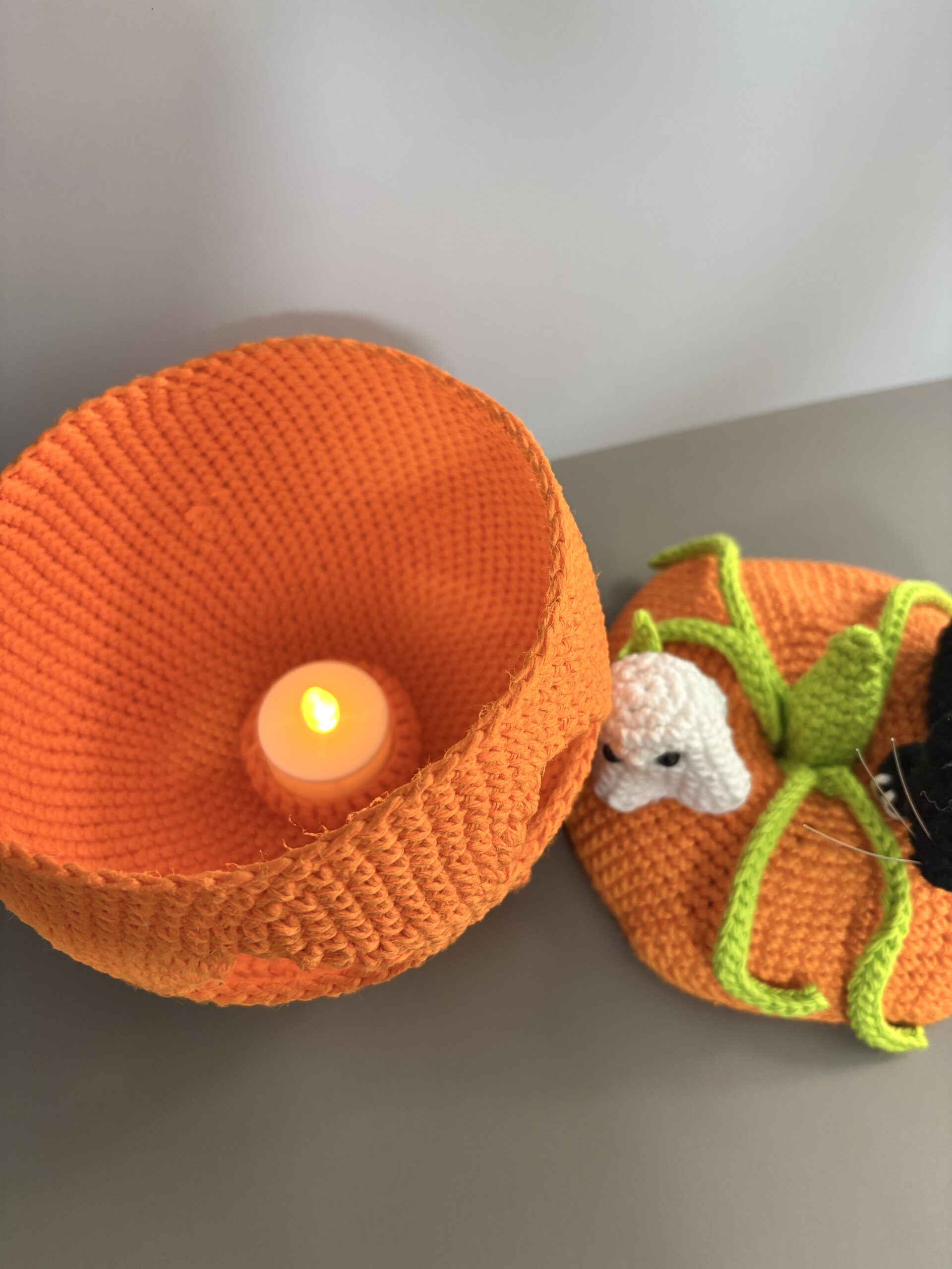 crochet jack o lantern candle light up